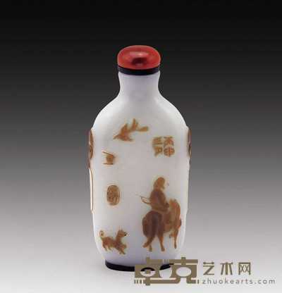 清 酱色套料烟壶 高7.6cm